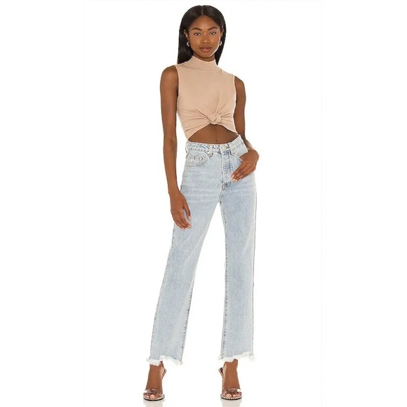 SUPERDOWN x REVOLVE | Straight Leg Marilyn Frayed Hem Jean Medium Wash | Size 28 - Picture 1 of 9